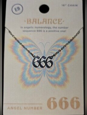Angel Number 666 Rhodium Necklace